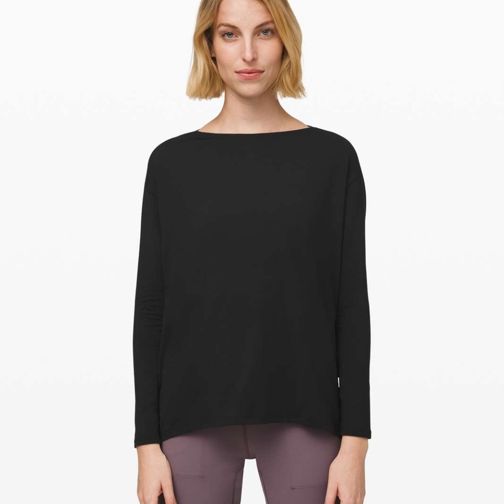Lululemon Back in Action‎ Long-Sleeve ShirtNulu Size 12 Black